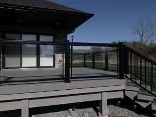 New glass railings on a deck
