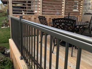 New railings on a wooden deck