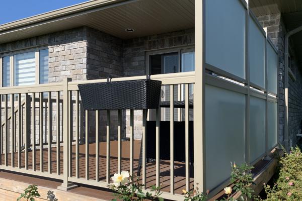 White railings on a deck